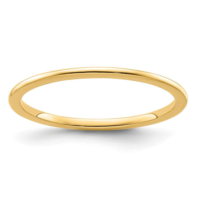 14K Yellow Gold Half Round Polished Stackable Band