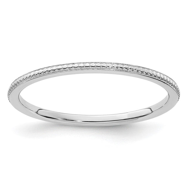 14K White Gold Beaded Stackable Band