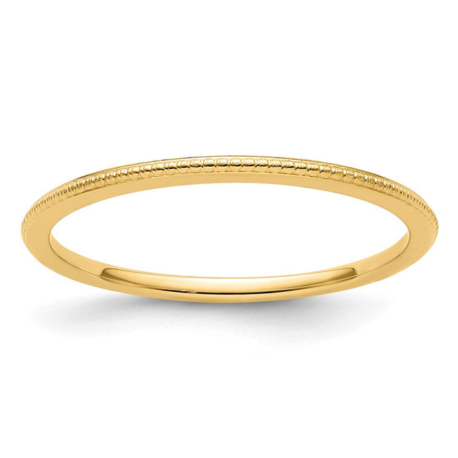 14K Yellow Gold Beaded Stackable Band
