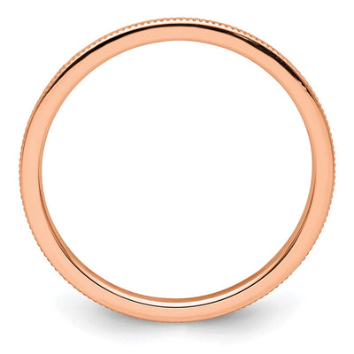 14K Rose Gold Milgrain Stackable Band Size