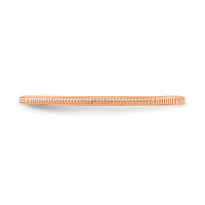 14K Rose Gold Milgrain Stackable Band Size
