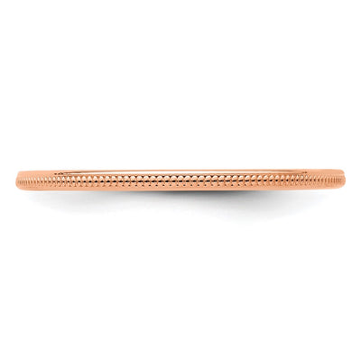 14K Rose Gold Milgrain Stackable Band Size