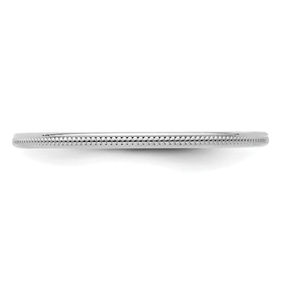14K White Gold Milgrain Stackable Band Size