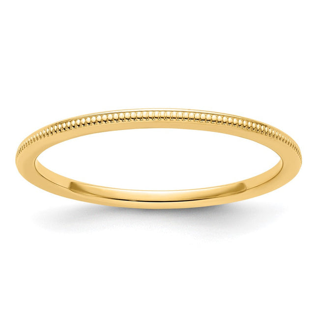 14K Yellow Gold Milgrain Stackable Band Size