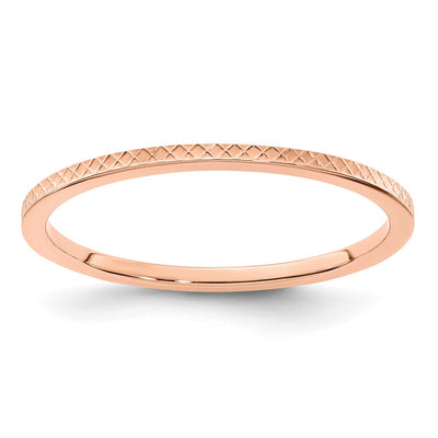 14K Rose Gold Criss-Cross Pattern Stackable Band