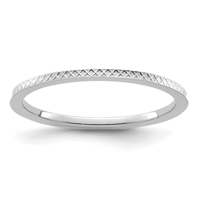 14K White Gold Criss-Cross Pattern Stackable Band