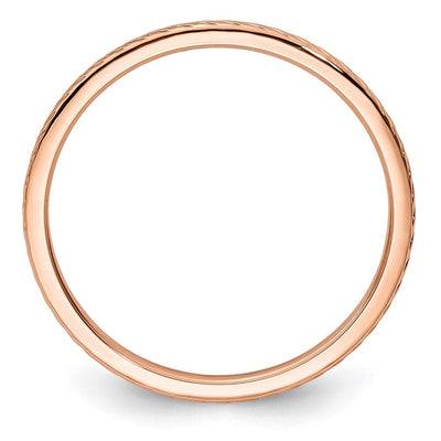 14K Rose Gold Twisted Wire Pattern Stackable Band