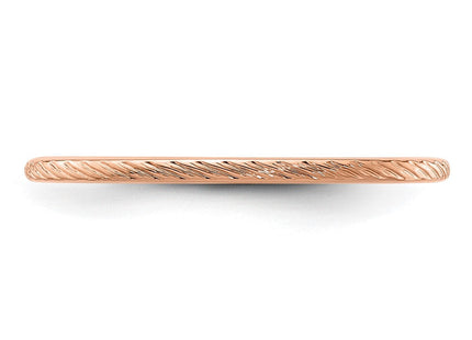 14K rose gold stackable band, further view