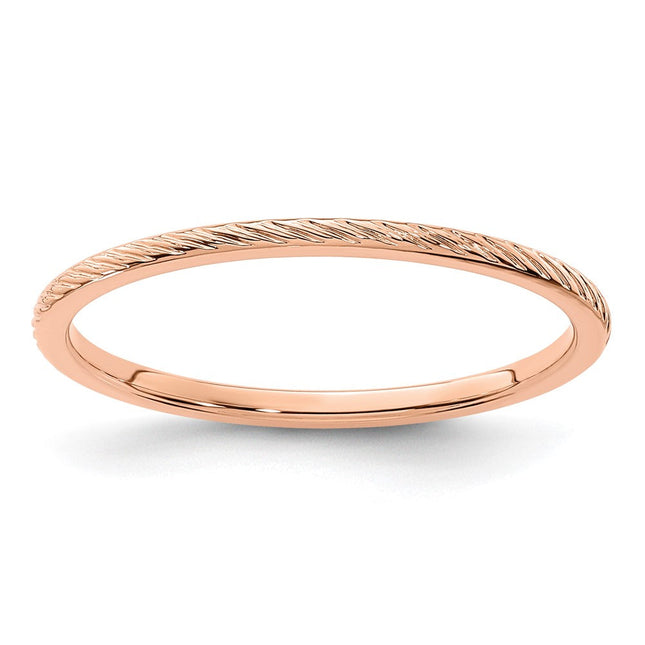 14K Rose Gold Twisted Wire Pattern Stackable Band