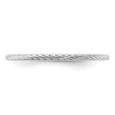 14K White Gold Twisted Wire Pattern Stackable Band Size