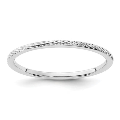 14K White Gold Twisted Wire Pattern Stackable Band Size