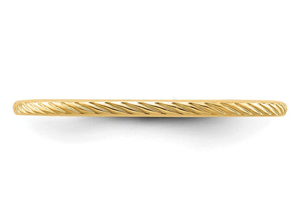 14K yellow gold stackable band, further view