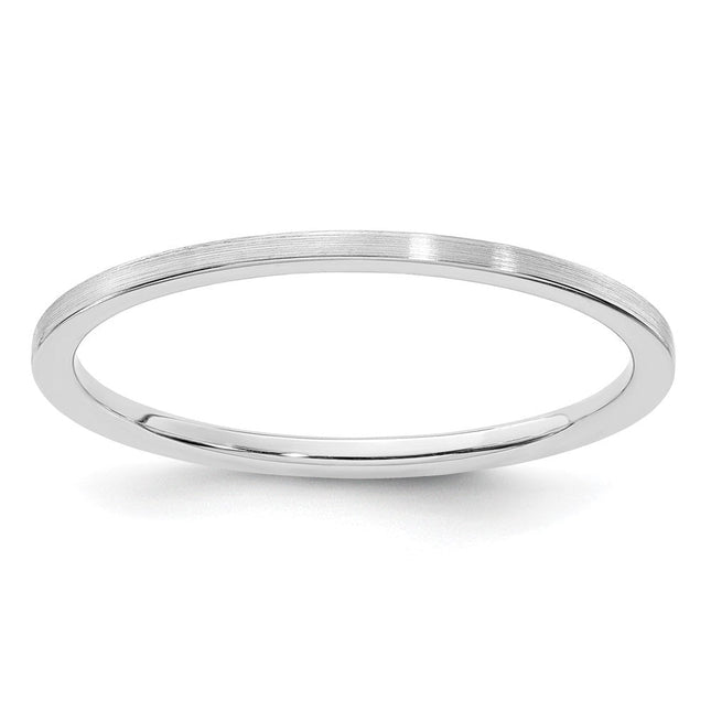 14K White Gold Flat Satin Stackable Band