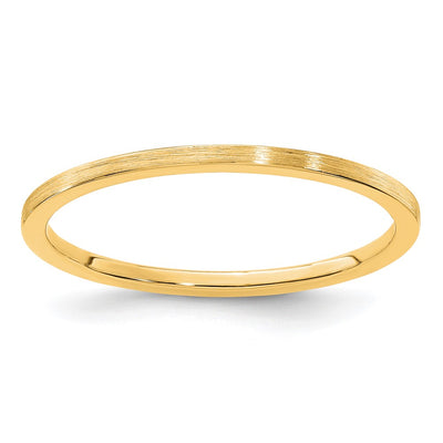 14K Yellow Gold Flat Satin Stackable Band Size