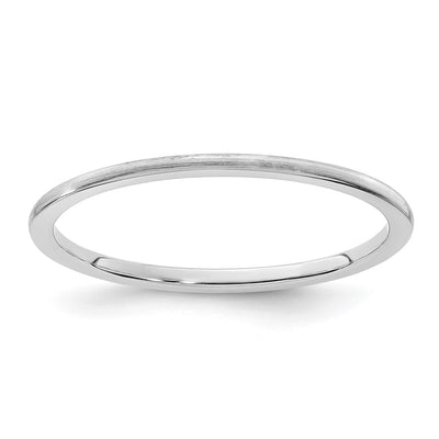 14K White Gold Half Round Satin Stackable Band Size