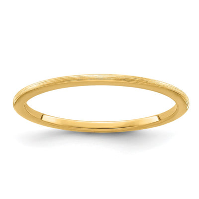 14K Yellow Gold Half Round Satin Stackable Band Size