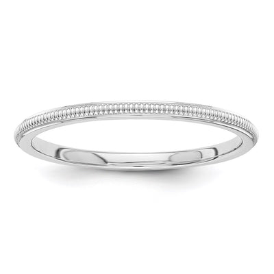 14K White Gold Milgrain Stackable Band