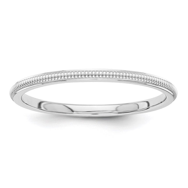 14K White Gold Milgrain Stackable Band