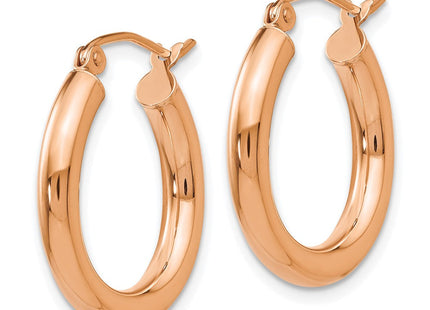 14k Rose Gold Polished Lightweight Tube Hoop Earrings (Style T1004)