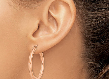 14k Rose Gold Polished Lightweight Tube Hoop Earrings (Style T1006)