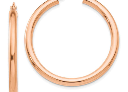 14k Rose Gold Polished Lightweight Tube Hoop Earrings (Style T1007)