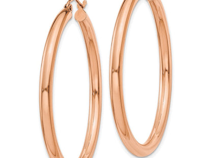 14k Rose Gold Polished Lightweight Tube Hoop Earrings (Style T1008)