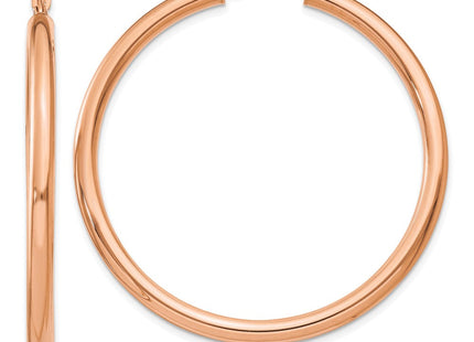 14k Rose Gold Polished Lightweight Tube Hoop Earrings (Style T1009)