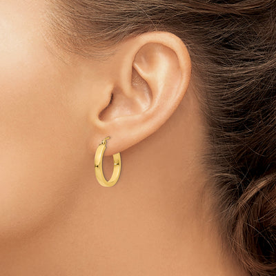 14K Square Tube Hoops, 20 x 3mm