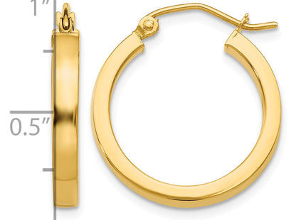 14k Square Tube Hoops, 20 x 3mm