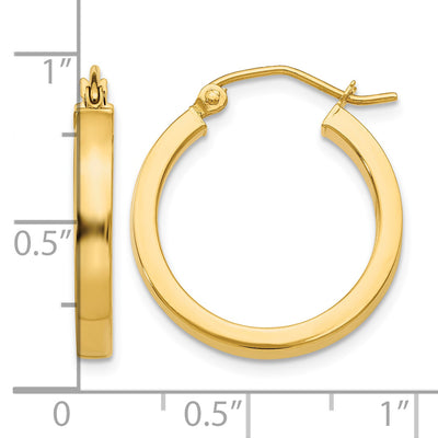 14K Square Tube Hoops, 20 x 3mm