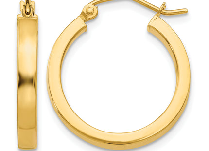 14k Square Tube Hoops, 20 x 3mm