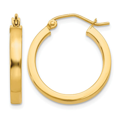 14K Square Tube Hoops, 20 x 3mm