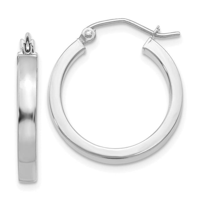 14k Square Tube Hoops, 20 x 3mm