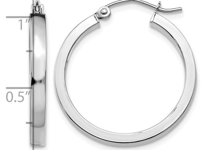 14K white gold hoop earrings, further view