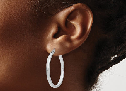 14K white gold hoop earrings, another view