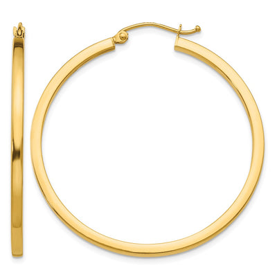 14K Square Tube Hoop Earrings, 40 x 2mm