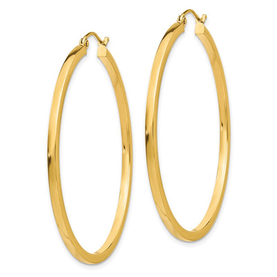 14K Square Tube Hoop Earrings, 45 x 2mm