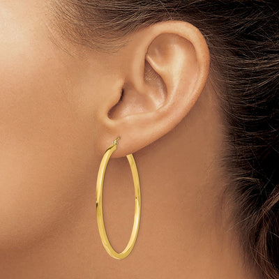 14K Square Tube Hoop Earrings, 45 x 2mm