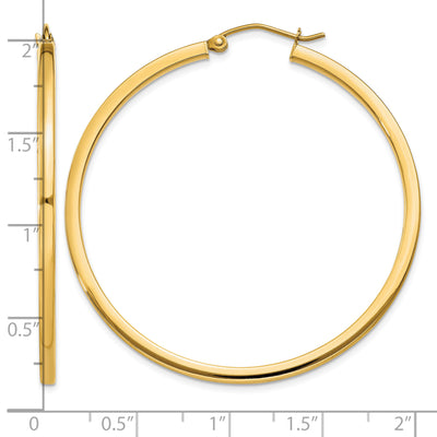 14K Square Tube Hoop Earrings, 45 x 2mm