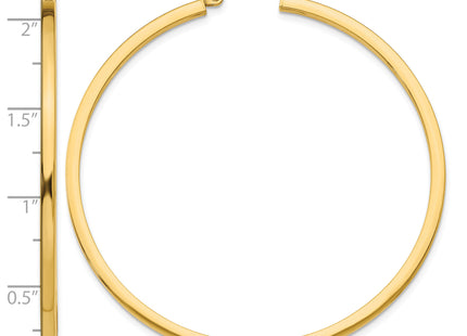 14k Square Tube Hoop Earrings, 50 x 2mm