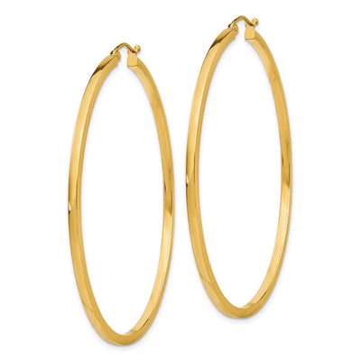 14K Square Tube Hoop Earrings, 55 x 2mm