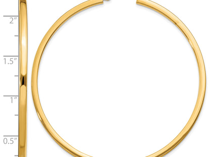 14k Square Tube Hoop Earrings, 55 x 2mm
