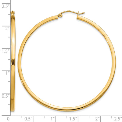 14K Square Tube Hoop Earrings, 55 x 2mm