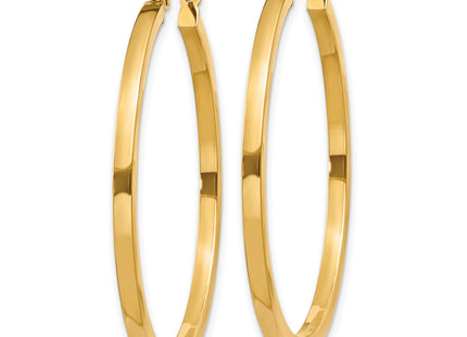 14k Square Tube Hoop Earrings, 35 x 2mm