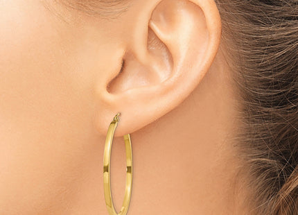 14k Square Tube Hoop Earrings, 35 x 2mm