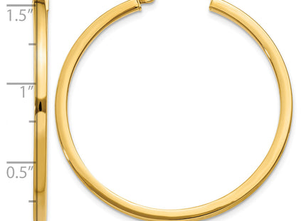 14k Square Tube Hoop Earrings, 35 x 2mm