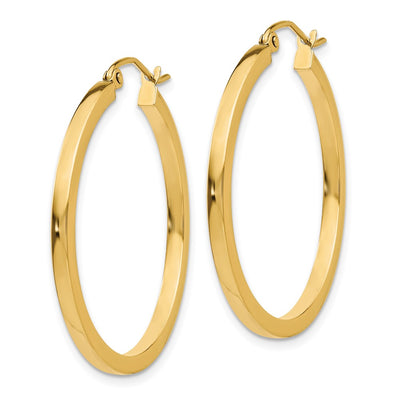 14K Square Tube Hoop Earrings, 30 x 2mm