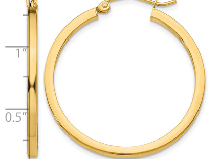 14k Square Tube Hoop Earrings, 30 x 2mm