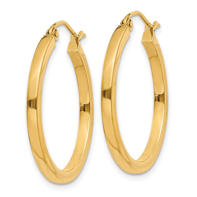 14K Square Tube Hoop Earrings, 35 x 2mm