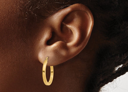 14k Square Tube Hoop Earrings, 20 x 2mm